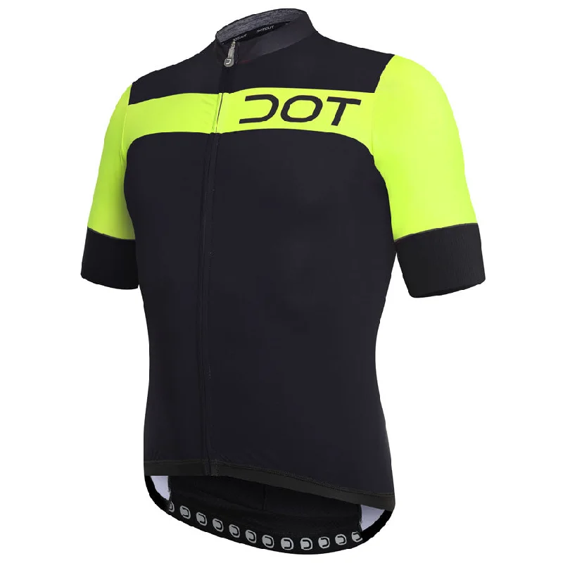 cycling clothing with loud accents-Maglia DotOut Crew - Nero Giallo