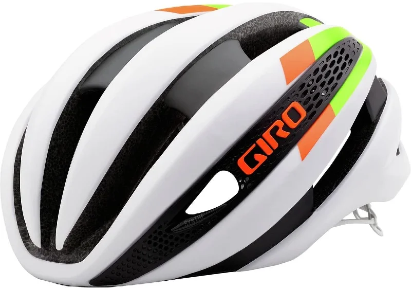 bicycle clincher tire types-Giro Synthe MIPS Road Helmet - Matt White-Lime