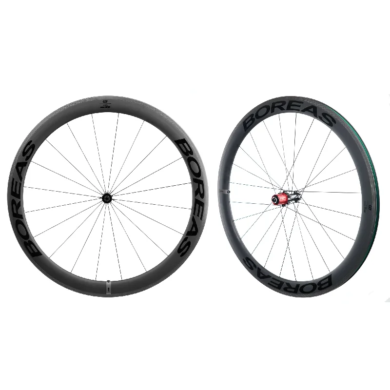 cycling jerseys for performance-CyclingDeal BOREAS Full Carbon Road Bike 700C Clincher Wheels 50mm Wheelset Rim Brake, 24mm Width compatible with Shimano Sram HG up to 11 Speed, Light-Weight, Front and Rear QR & Brakes Pads Included