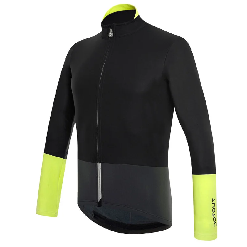 cycling clothing for low steals-Giubbino Dotout Race Wool Light - Nero Giallo