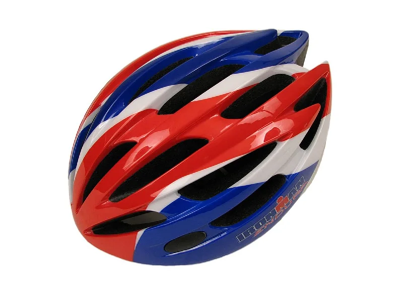 bicycle custom frame builders-Ironman Endura Helmet - Red-White-Blue