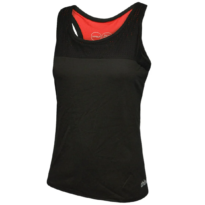 cycling clothing with thick straps-Top Donna DotOut Futura - Nero Rosso