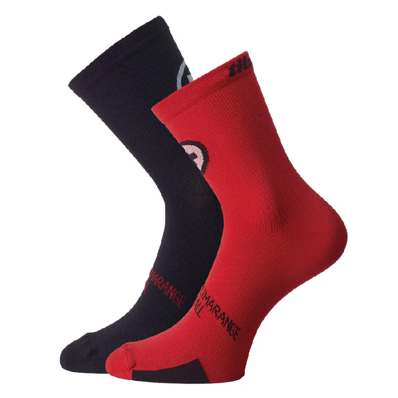 cycling clothing with firm clasps-Calze Assos TiburuSocks_evo8 - Nero Rosso