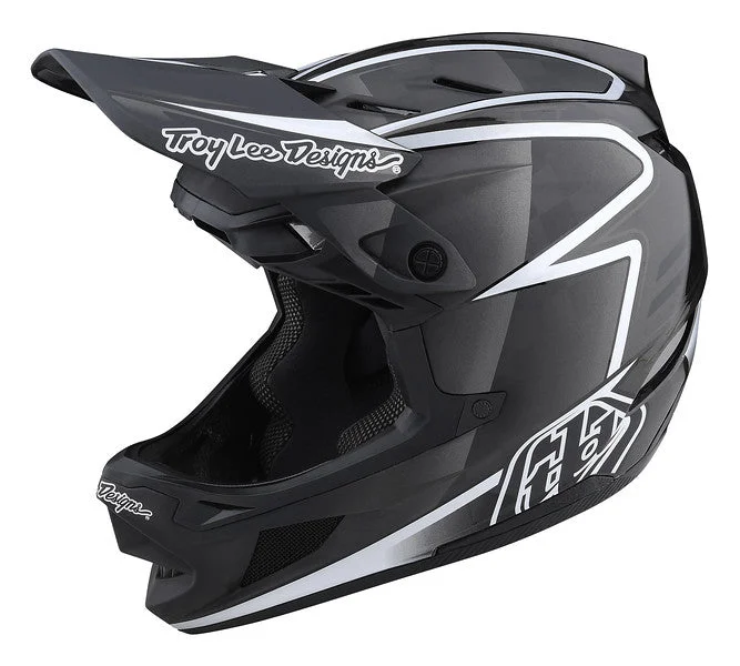 bicycle rim strip installation-Troy Lee Designs D4 Carbon Full Face Helmet - Lines - Black-Gray - 2023