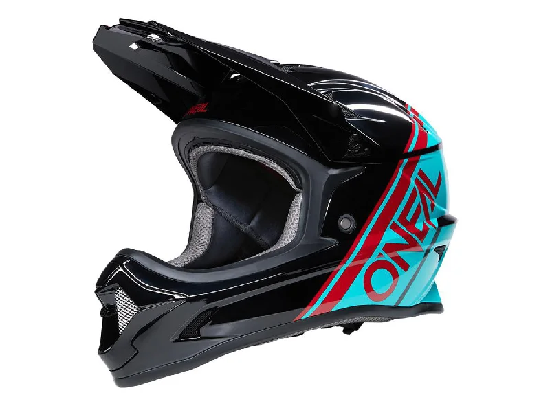 bicycle pedals for mountain biking-O'Neal Sonus Split Full Face Helmet - Black-Teal