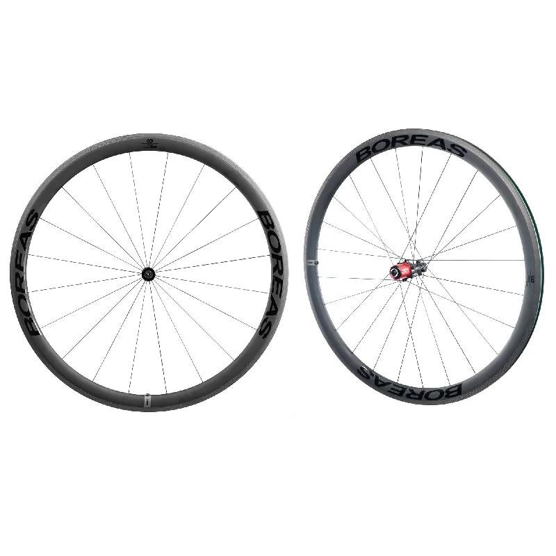 bike maintenance accessories for smooth rides-CyclingDeal BOREAS Full Carbon Road Bike 700C Clincher Wheels 38mm Wheelset Rim Brake, 24mm Width compatible with Shimano Sram HG up to 11 Speed, Light-Weight, Front and Rear QR & Brakes Pads Included