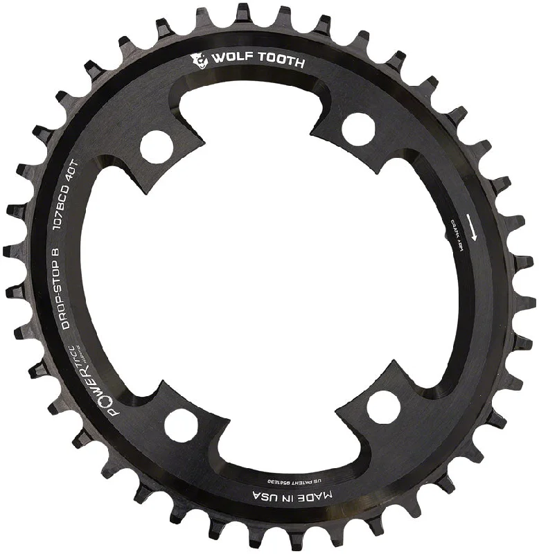 bike chainring protectors for long-lasting use-Wolf Tooth Elliptical 107 BCD Chainring - 40t Compatible SRAM 107 BCD Drop-Stop B 4-Bolt BLK