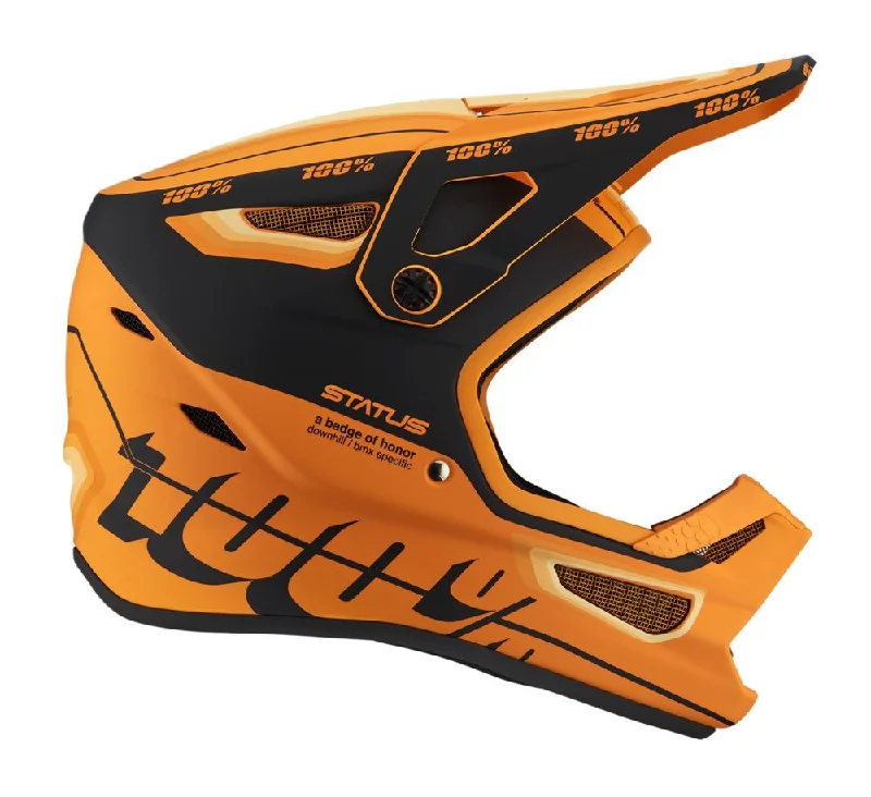 bicycle pedal thread direction-100% Status Helmet - Youth - Topenga Orange-Black - 2022