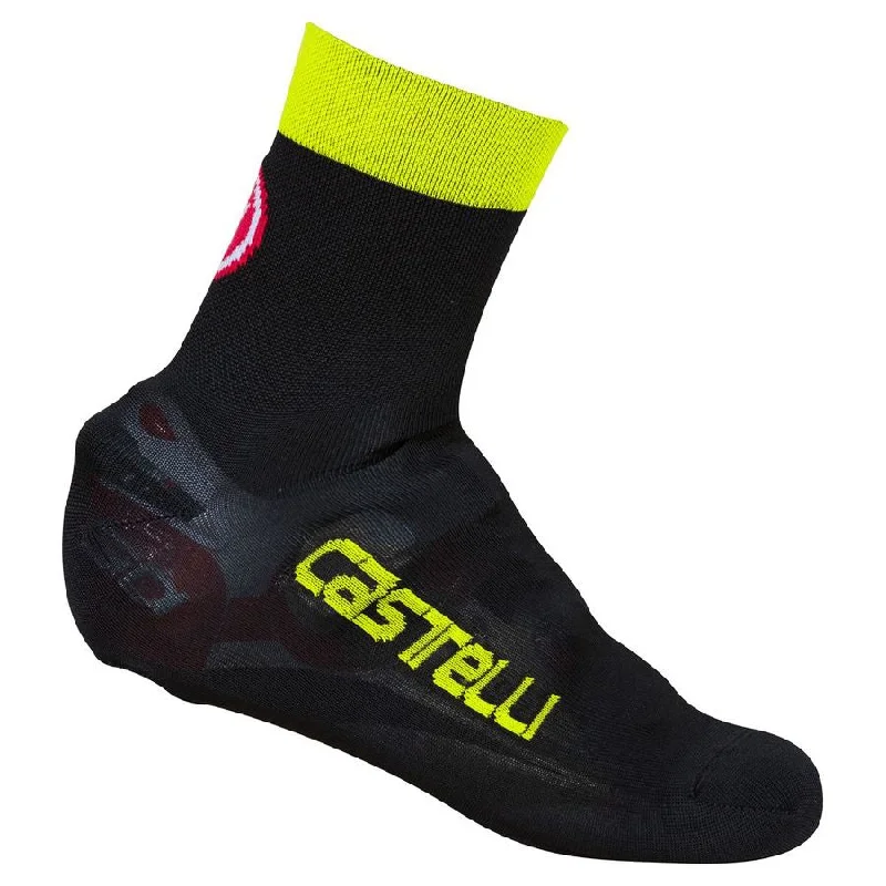 cycling clothing with tall rims-Copriscarpe a calza Castelli Belgian 5 - Nero Giallo Fluo