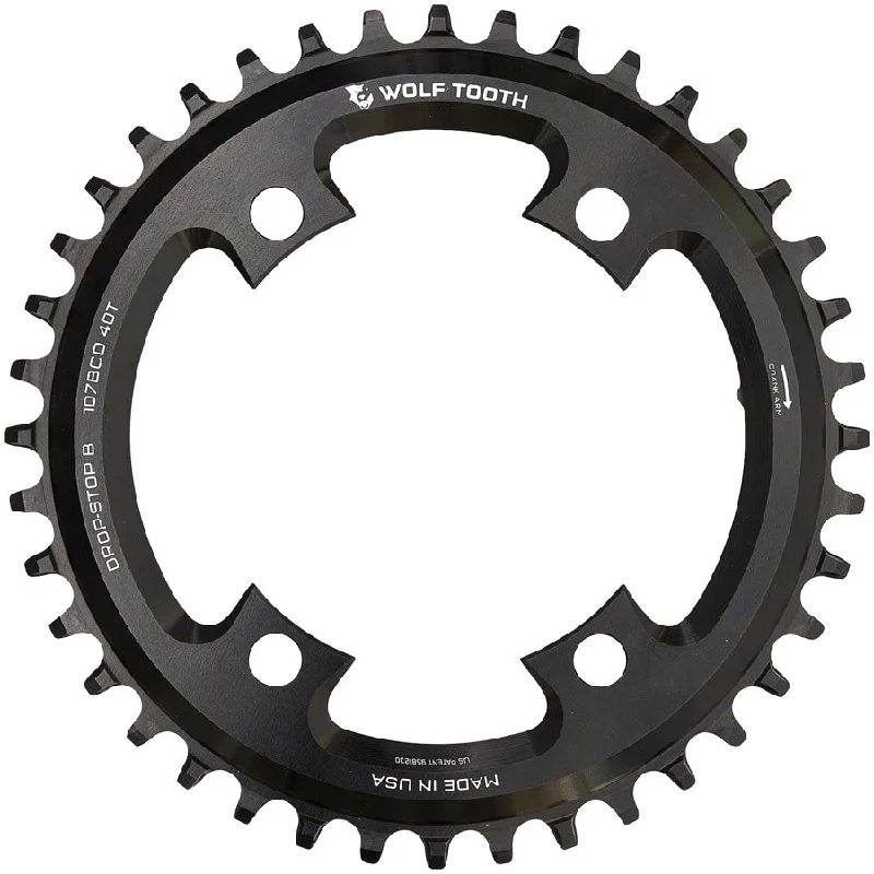 bike grease for smooth component movement-Wolf Tooth 107 BCD Chainring - 44t Compatible SRAM 107 BCD Drop-Stop B 4-Bolt BLK