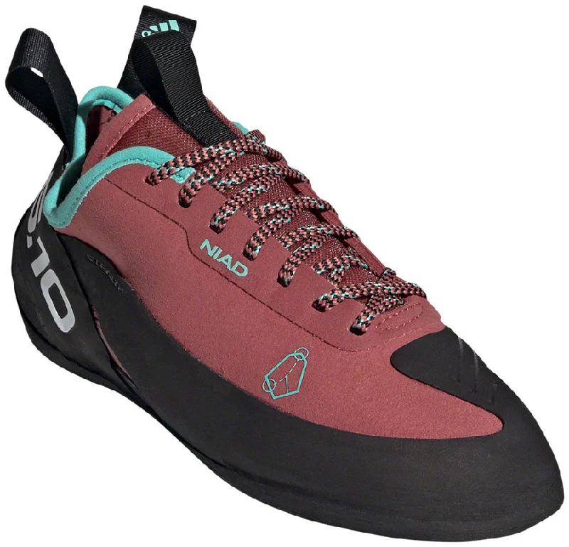 cycling clothing with deep pads-Five Ten Niad Lace Climbing Shoe - Women's, Core Black/Crew Red/Acid Mint