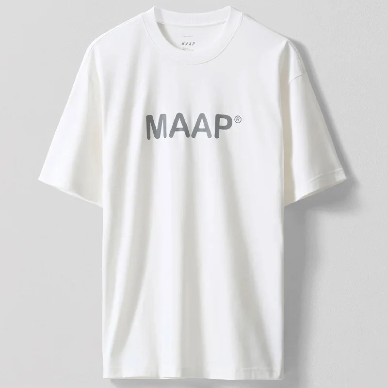 cycling clothing with steep lifts-T-Shirt Maap Essentials Text - Bianco