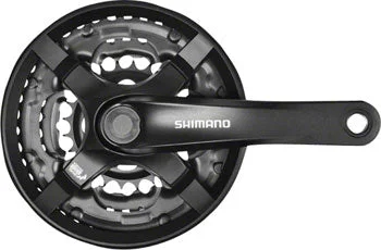 mountain bike wheel sets for durability-Shimano Tourney FC-TY501 Crankset - 175mm, 6/7/8-Speed, 42/34/24t, Riveted, Square Taper JIS Spindle Interface, Black