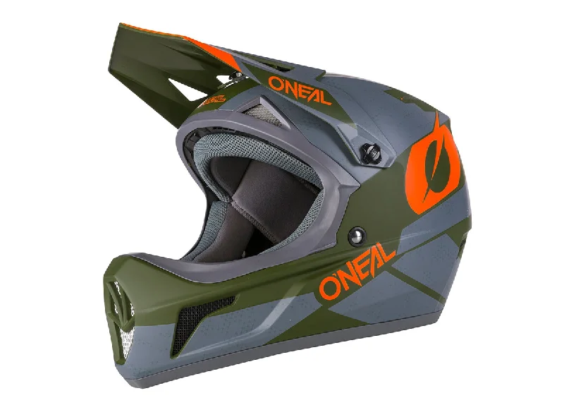 bicycle helmet safety ratings-O'Neal Sonus Deft Full Face Helmet - Gray-Olive-Orange