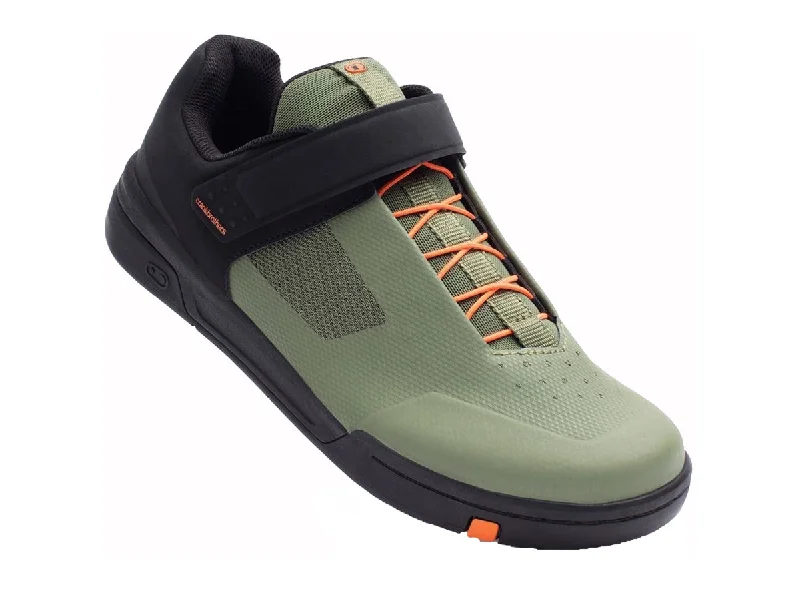 cycling clothing with funky edge-Crank Brothers Stamp Speedlace MTB Shoe - Green-Orange-Black