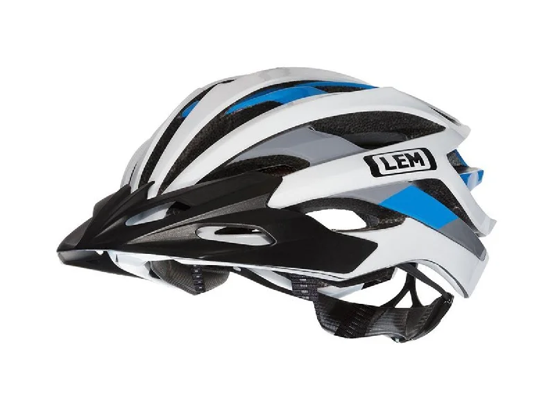 bicycle thru axle benefits-LEM Gavia Road Bike Helmet - Blue-White