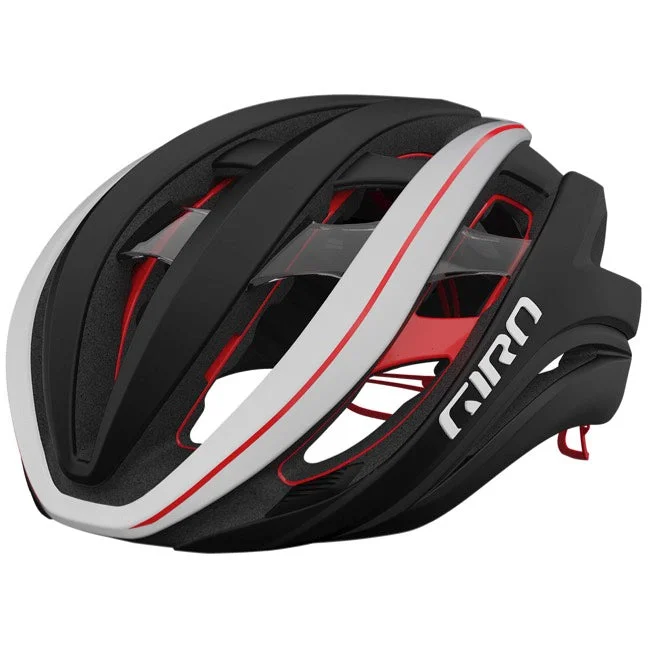 bicycle tire tread patterns-Giro Aether Spherical Road Helmet - Matt Black-White-Red - 2022