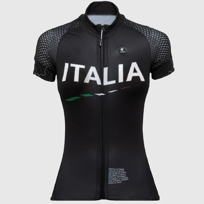 cycling clothing for harsh paths-Maglia donna Pissei Sanremo Italia - Nero