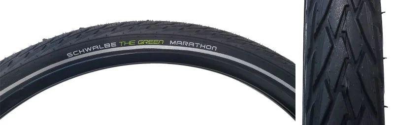 Schwalbe Green Marathon Tire - 27.5 x 1.65 Clincher Wire BLK/Reflective Performance Line GreenGuard TwinSkin Addix