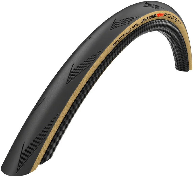 Schwalbe Pro One TT Tire - 700 x 28 Tubeless Folding BLK/Tan Evolution Line Addix Race