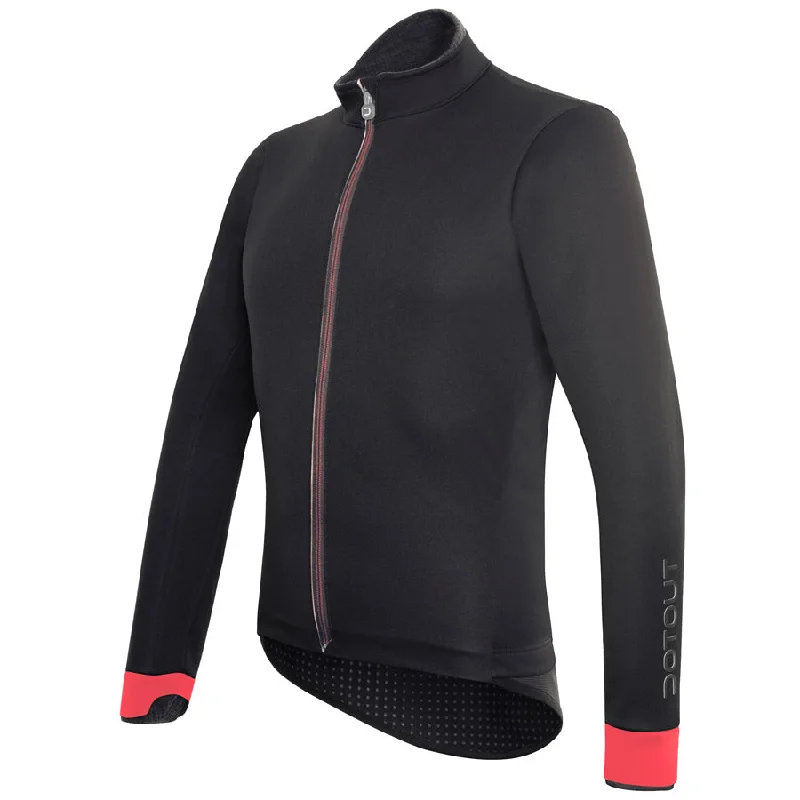 cycling clothing for jagged lanes-Giubbino Dotout Race Wool Thermo - Nero Rosso