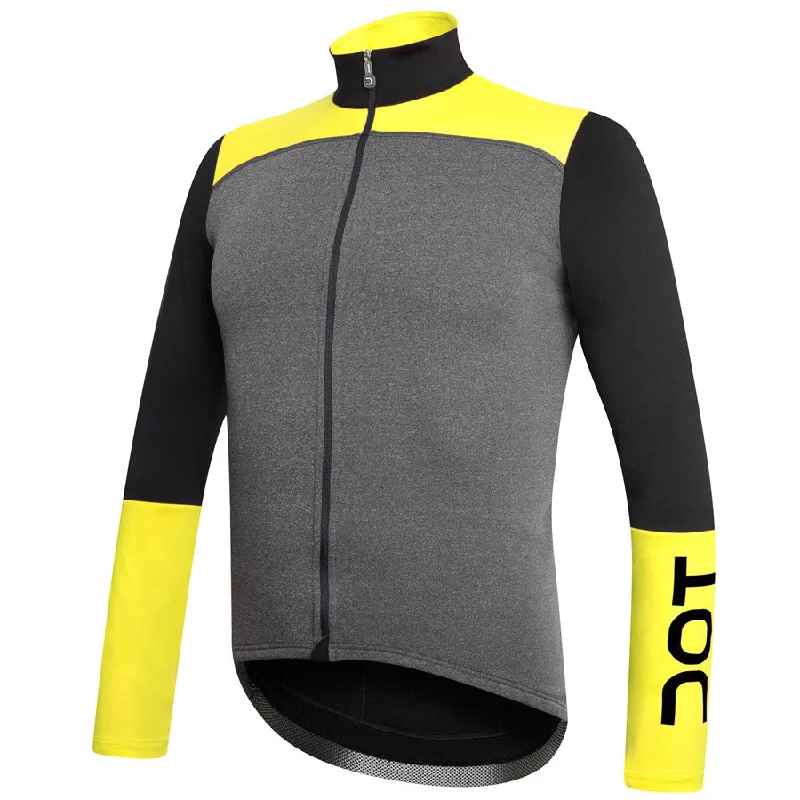 cycling clothing for town trips-Maglia ML Dotout Futura - Grigio Giallo