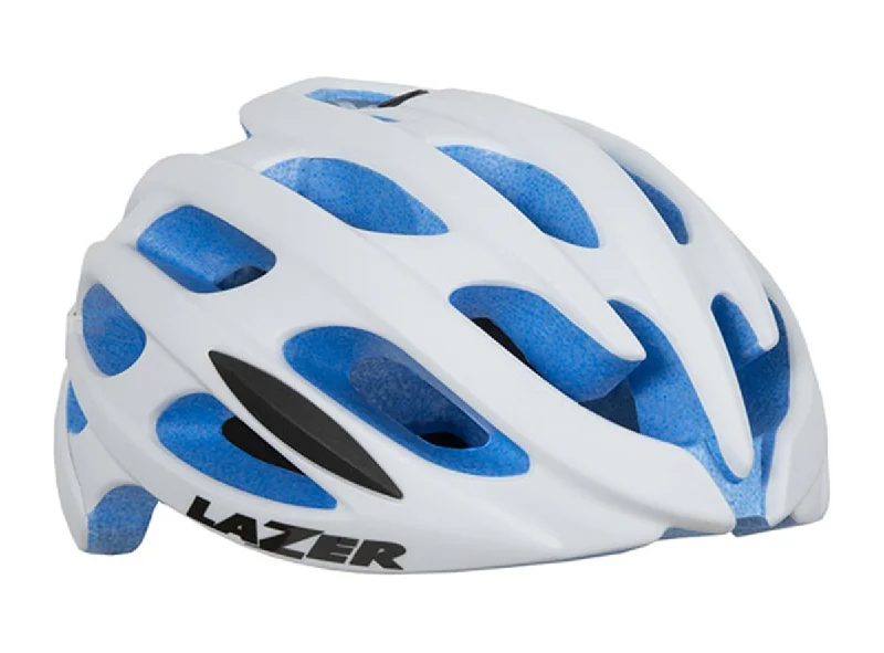 bicycle wheelchair attachment-Lazer Blade Road Helmet - White-Blue