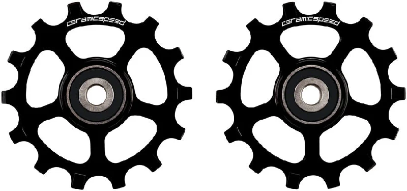 mountain bike tire inflators for quick fills-CeramicSpeed Pulley Wheels Shimano XT/XTR 12-Speed - 14 Tooth Coated Races Alloy BLK