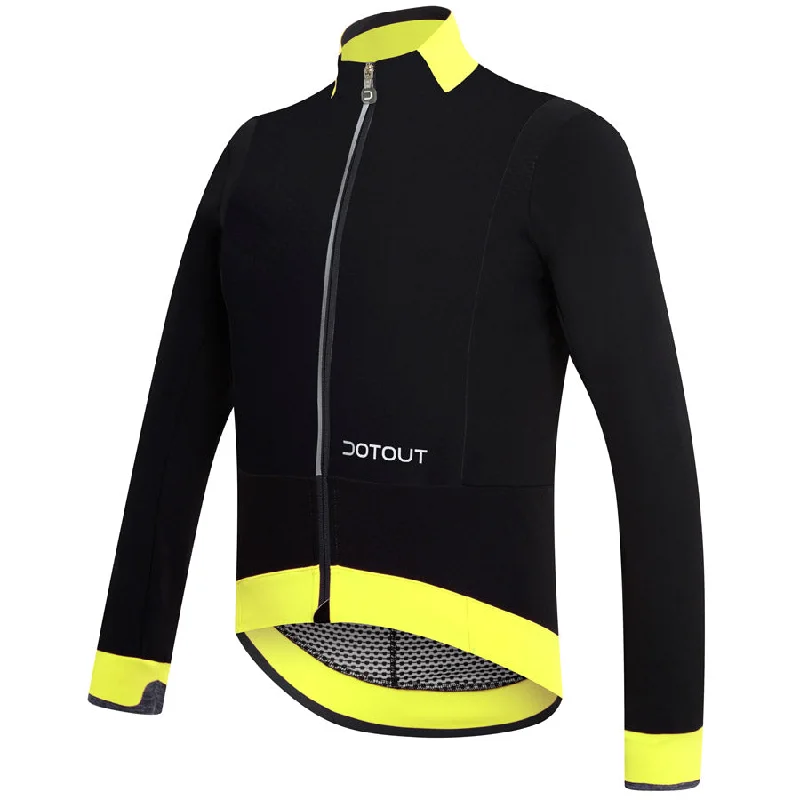 cycling clothing for big spins-Giubbino Dotout Race Wool Air Max - Nero Giallo