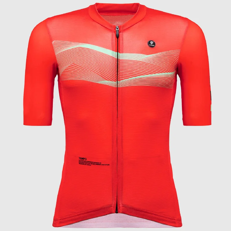 cycling clothing with bonus layers-Maglia Pissei Tempo - Rosso verde