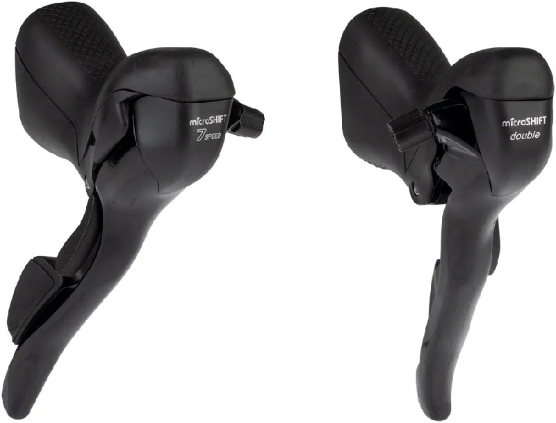 cycling jerseys for performance-microSHIFT R7 Drop Bar Shift Lever Set - 2 x 7-Speed Shimano Compatible BLK