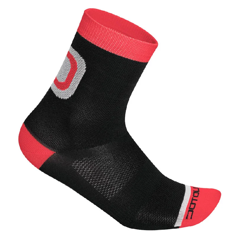 cycling clothing with radiant stripes-Calze DotOut Logo 13 - Nero Rosso